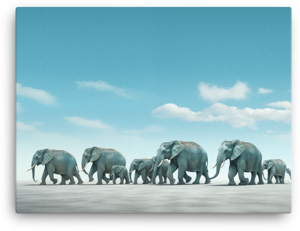 Majestic Elephant Procession Canvas Wall Art