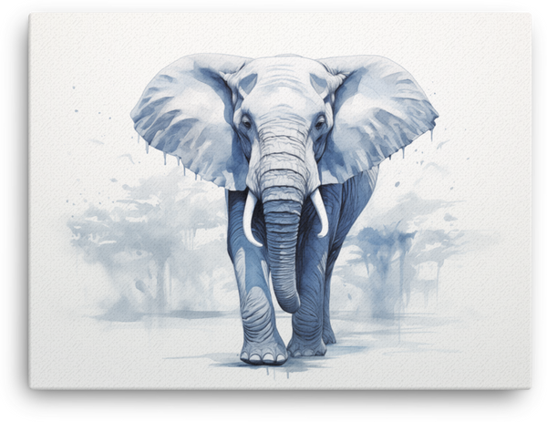 Majestic Monochrome Elephant in Mist Canvas Wall Art