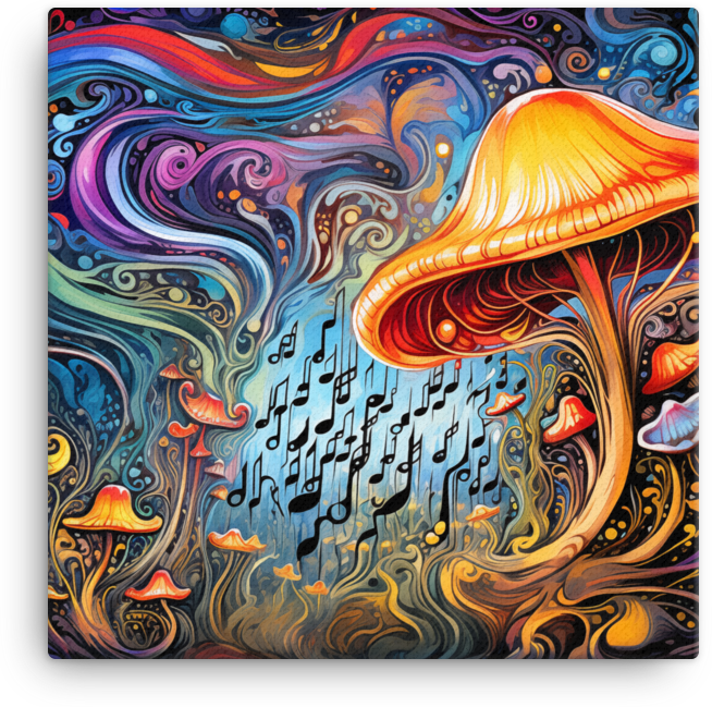 Melodic Dreamscape Mushroom Canvas