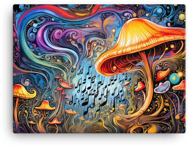 Melodic Dreamscape Mushroom Canvas