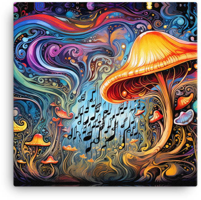 Melodic Dreamscape Mushroom Canvas