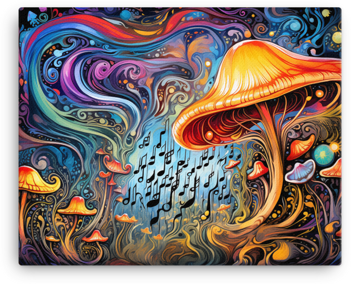 Melodic Dreamscape Mushroom Canvas