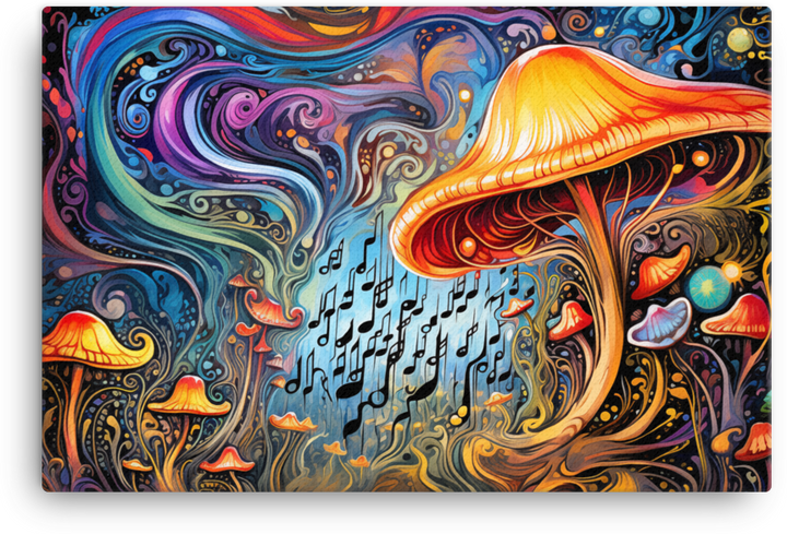 Melodic Dreamscape Mushroom Canvas