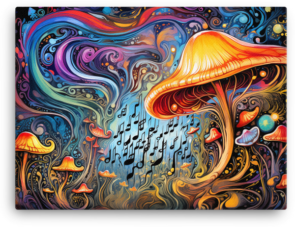 Melodic Dreamscape Mushroom Canvas