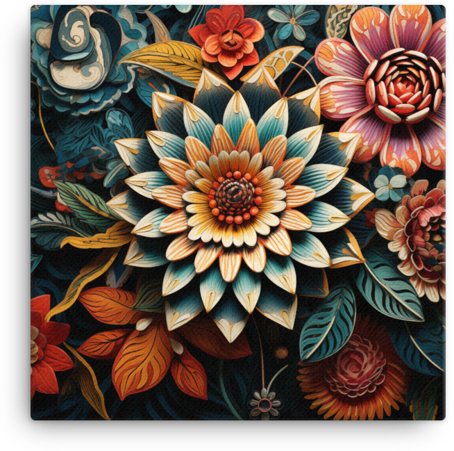 Midnight Floral Mosaic Canvas Wall Art wall art