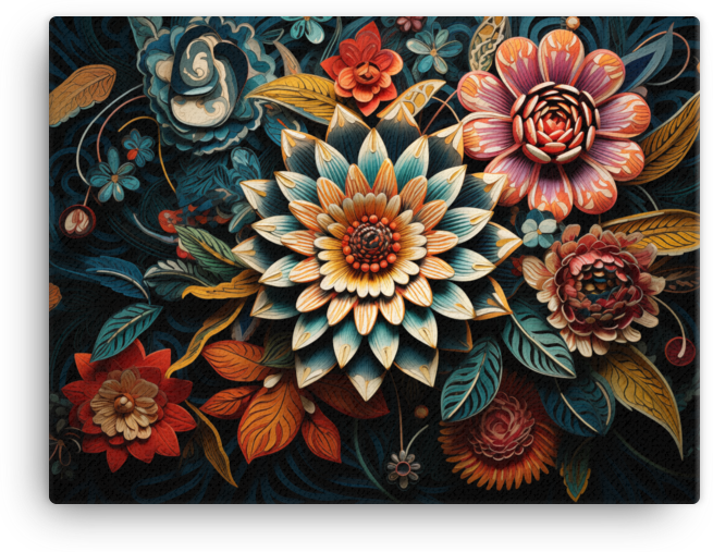 Midnight Floral Mosaic Canvas Wall Art wall art