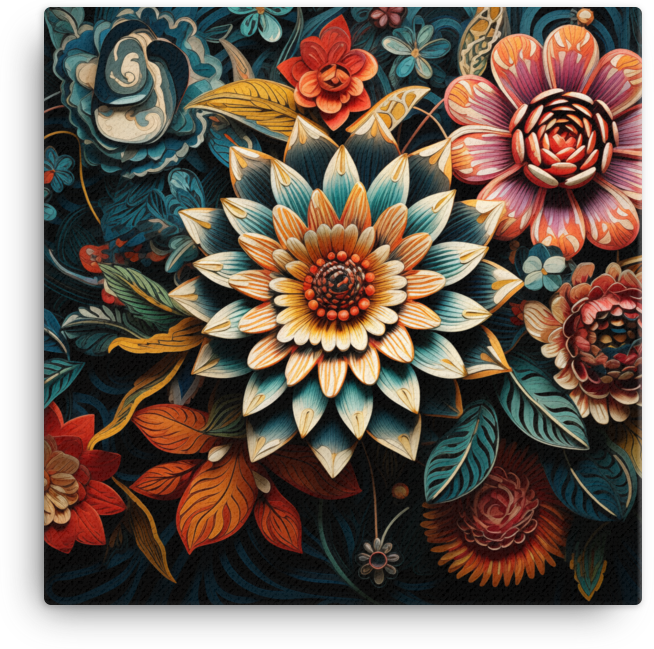 Midnight Floral Mosaic Canvas Wall Art wall art