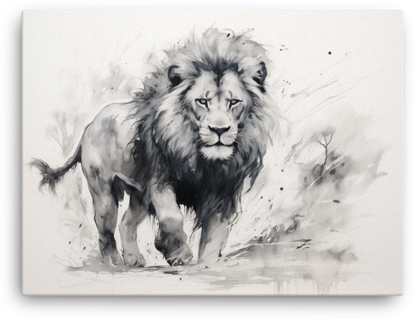 Monochrome Majesty Lion Canvas Wall Art