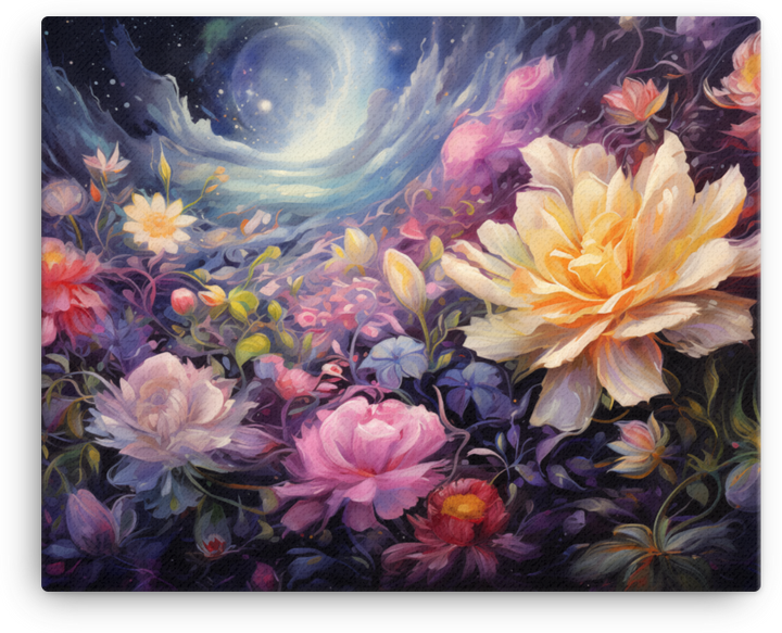 Moonlit Garden Blossoms Canvas Wall Art wall art