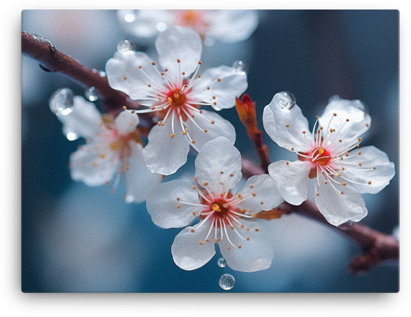 Morning Dew on Spring Cherry Blossoms Canvas