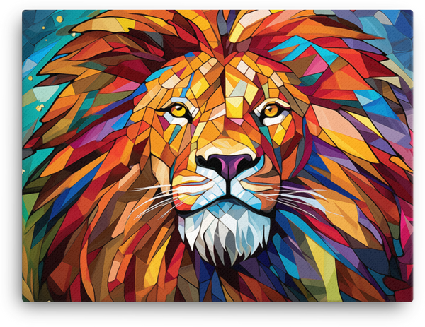 Mosaic Majesty Lion Canvas Wall Art