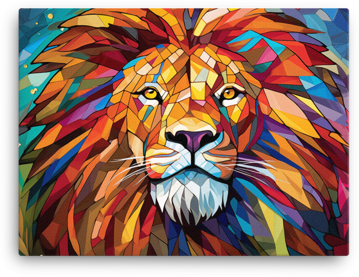 Mosaic Majesty Lion Canvas Wall Art
