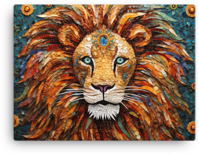 Mosaic Monarch Lion Canvas Wall Art