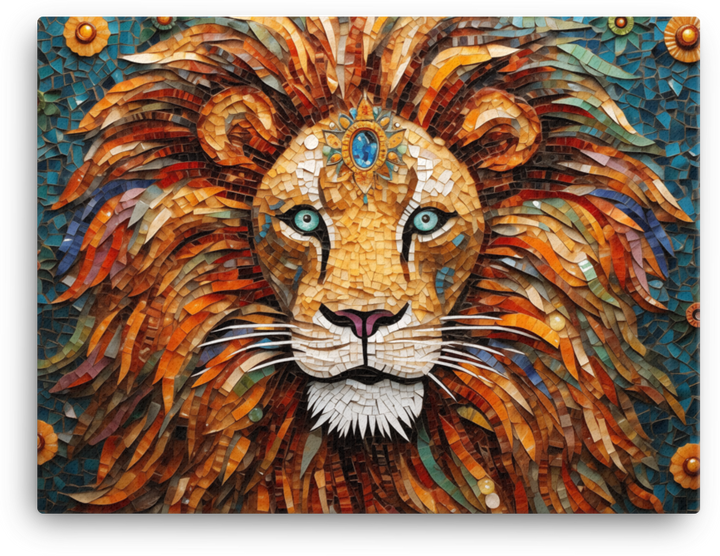 Mosaic Monarch Lion Canvas Wall Art