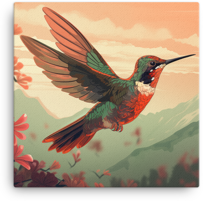 Mountain Meadow Hummingbird Canvas Wall Art