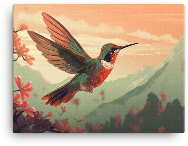 Mountain Meadow Hummingbird Canvas Wall Art