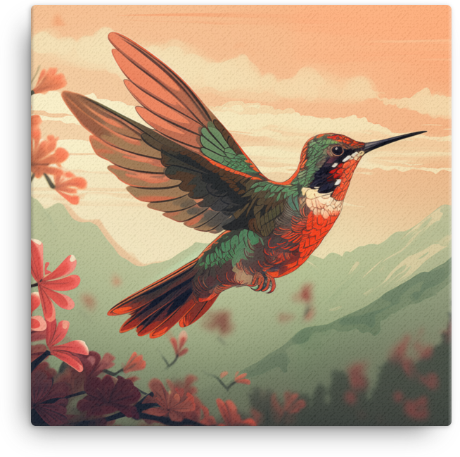 Mountain Meadow Hummingbird Canvas Wall Art