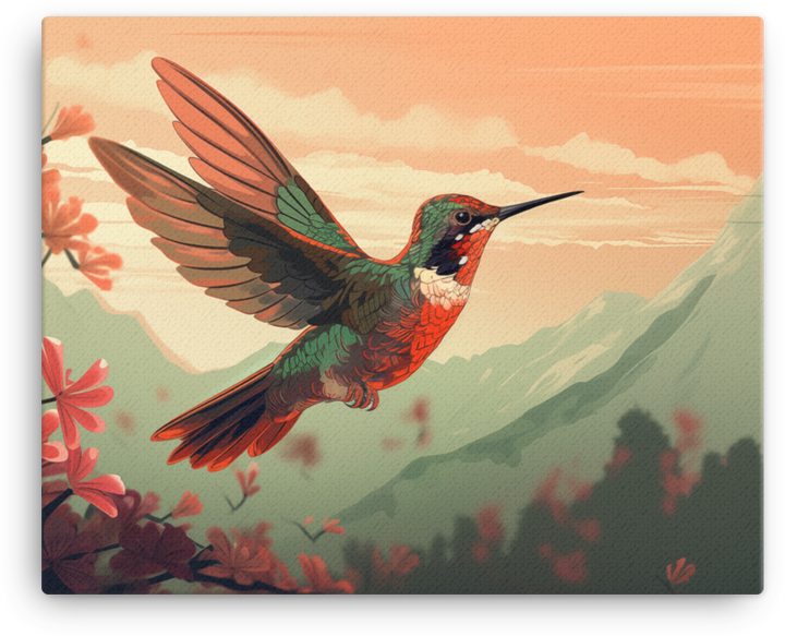 Mountain Meadow Hummingbird Canvas Wall Art