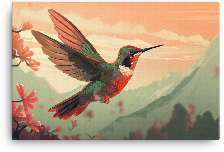 Mountain Meadow Hummingbird Canvas Wall Art