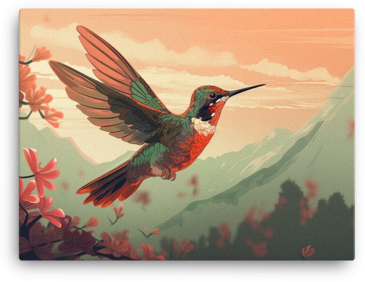 Mountain Meadow Hummingbird Canvas Wall Art