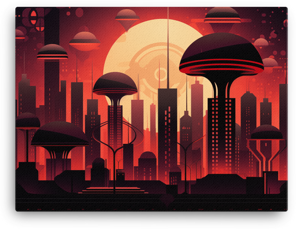 Mushroom Metropolis Sunset Canvas