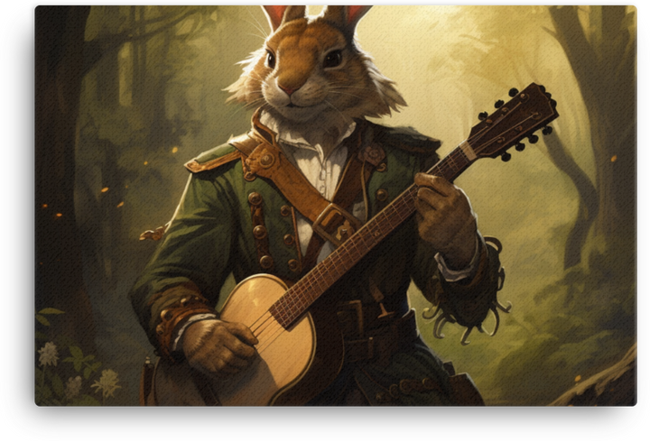 Musical Rabbit in Vintage Outfit Canvas