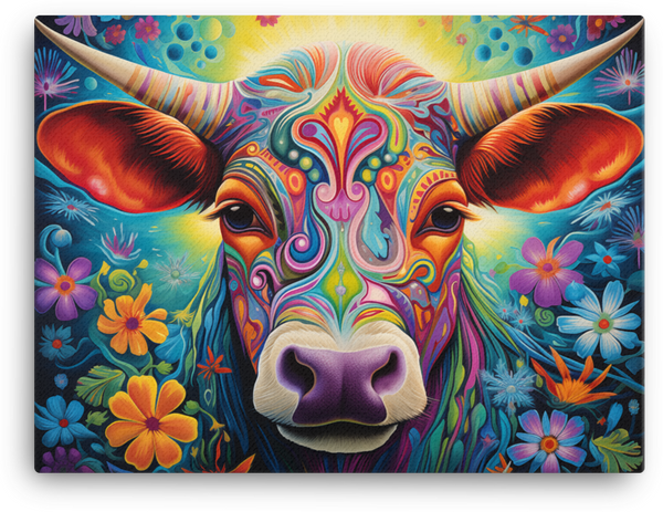 Mystic Meadow Cow Canvas Wall Art