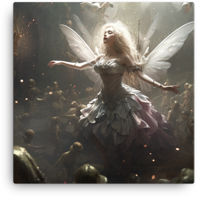 Mystical Fairy Amidst Luminous Dance Canvas