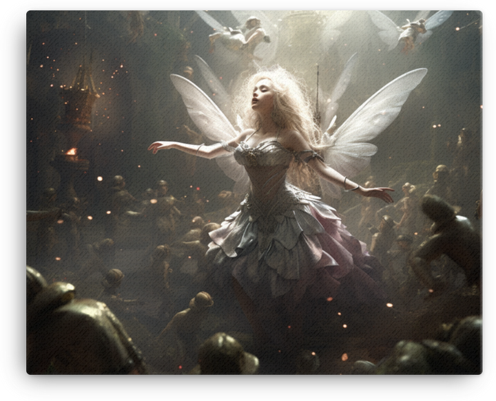 Mystical Fairy Amidst Luminous Dance Canvas