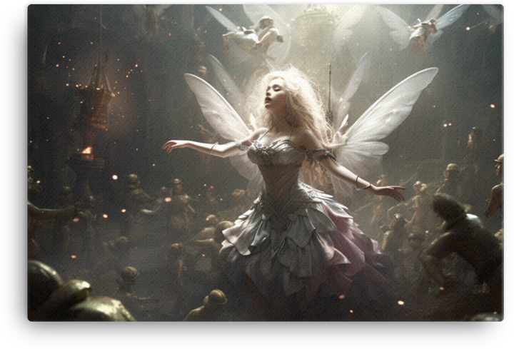 Mystical Fairy Amidst Luminous Dance Canvas