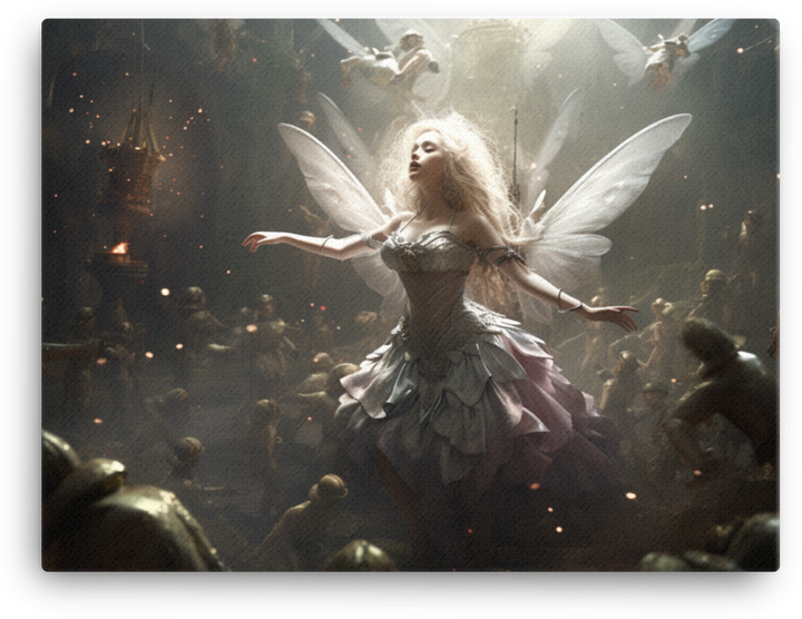 Mystical Fairy Amidst Luminous Dance Canvas