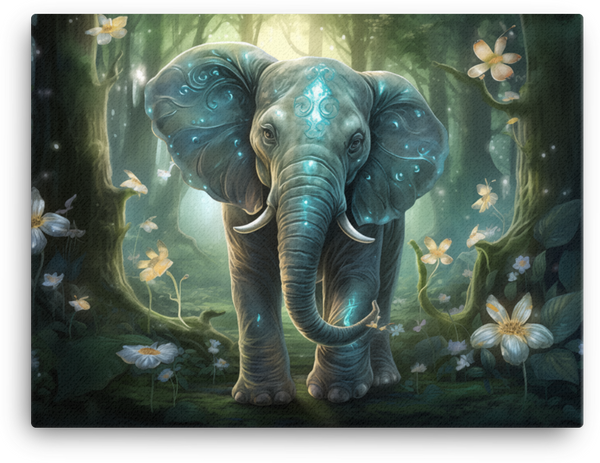 Mystical Forest Guardian Elephant Canvas Wall Art