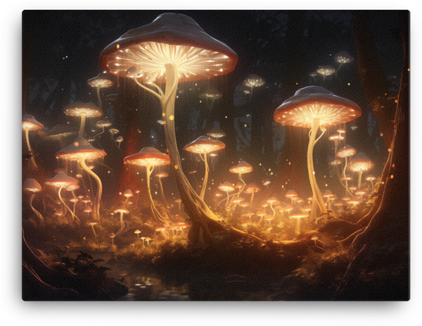 Mystical Forest Mushroom Lights Canvas