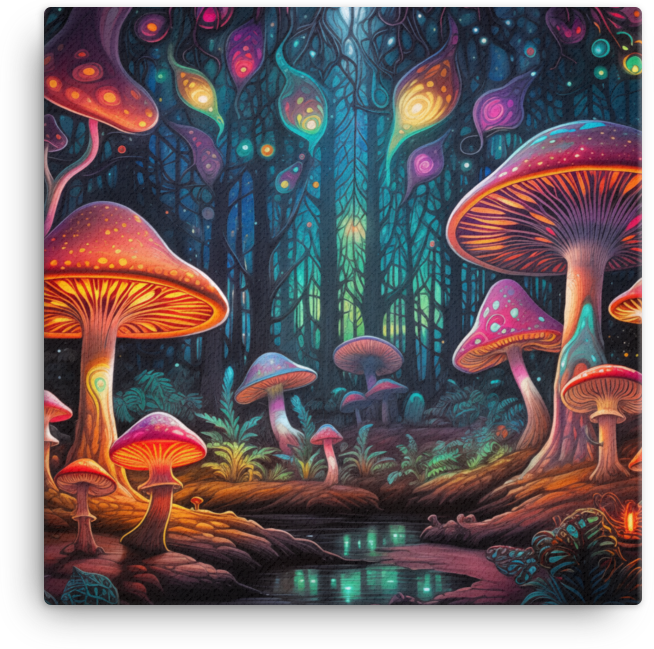 Mystical Mushroom Forest Canvas