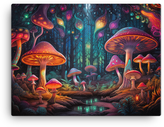 Mystical Mushroom Forest Canvas