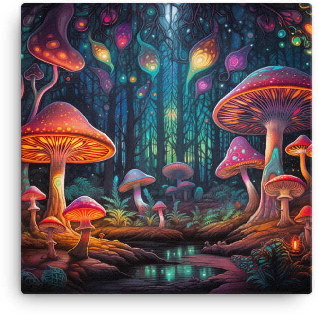 Mystical Mushroom Forest Canvas