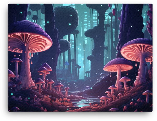 Mystical Mushroom Forest Canvas