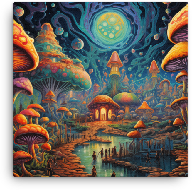 Mystical Mushroom Galaxy at Dusk Canvas