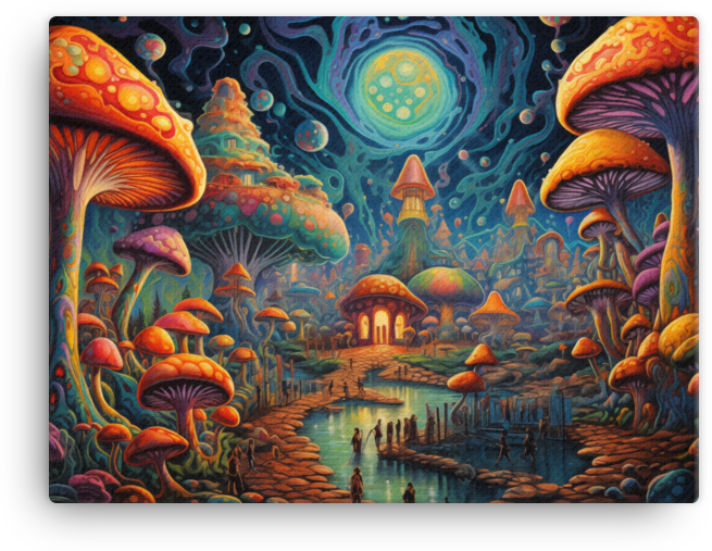 Mystical Mushroom Galaxy at Dusk Canvas