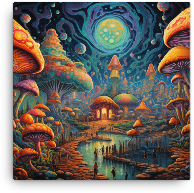 Mystical Mushroom Galaxy at Dusk Canvas