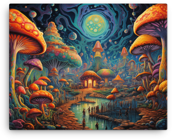 Mystical Mushroom Galaxy at Dusk Canvas