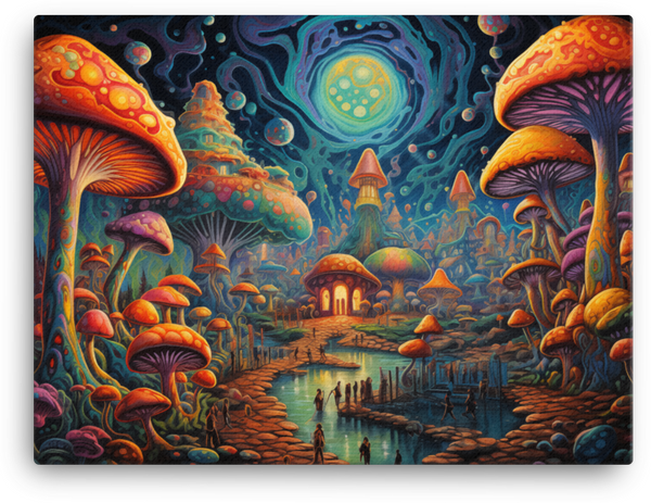 Mystical Mushroom Galaxy at Dusk Canvas