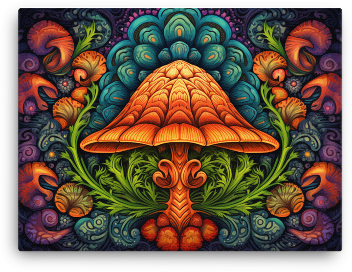 Mystical Mushroom Mandala Canvas