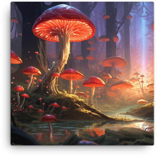 Mystical Mushrooms at Dusk Canvas
