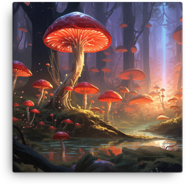 Mystical Mushrooms at Dusk Canvas