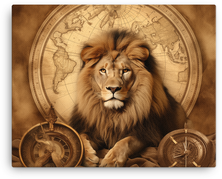 Navigational King Lion Canvas Wall Art