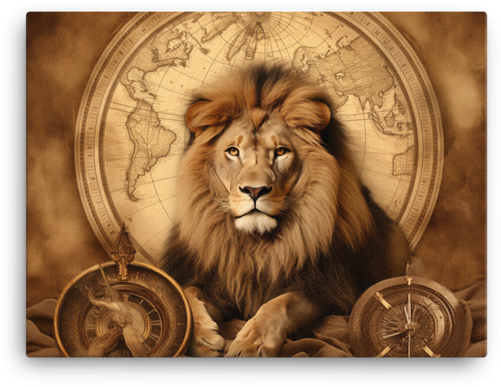 Navigational King Lion Canvas Wall Art