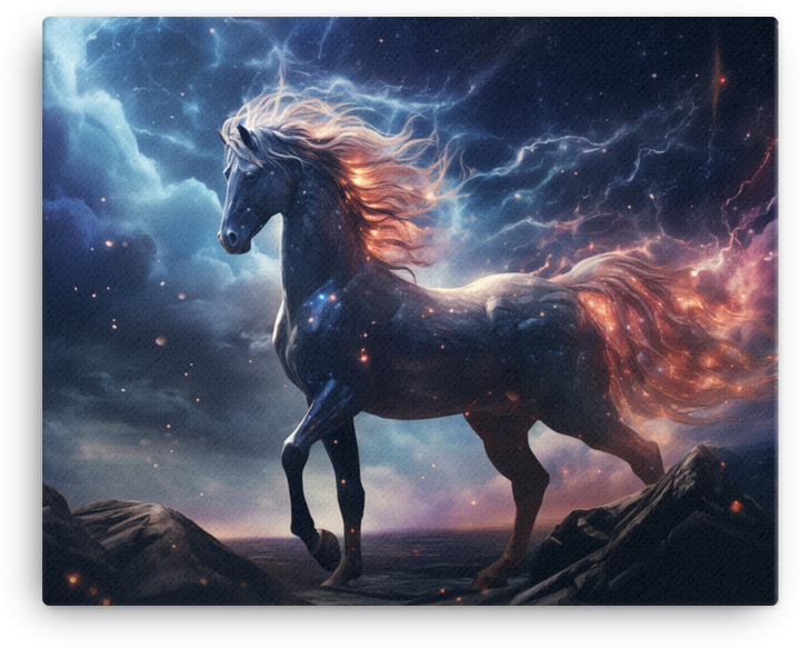 Nebula Mane Horse Canvas Wall Art