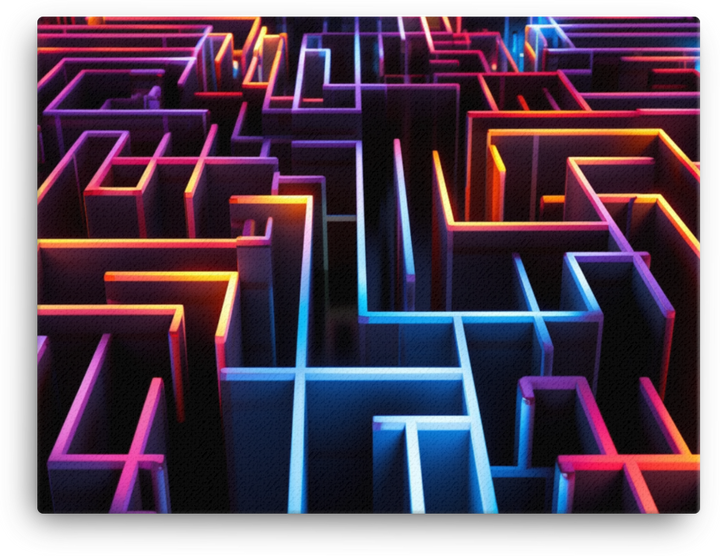 Neon Labyrinth Canvas