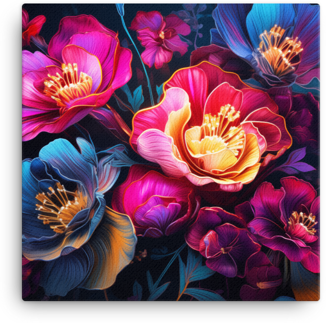 Nocturnal Floral Radiance Canvas Wall Art wall art